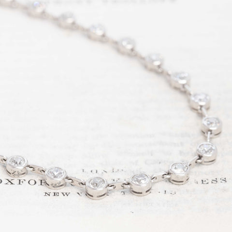 12.21ctw Old European Cut Diamond Bar Link Riviere Bezel Necklace