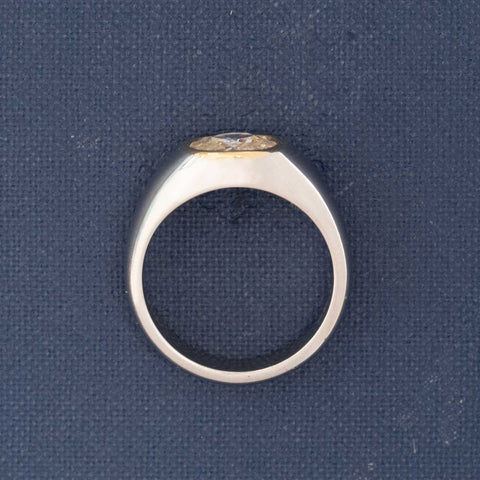 1.22ct Old Mine Cut Diamond Two-Tone Bezel Solitaire, GIA