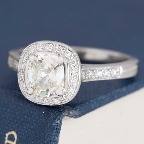 1.22ctw Cushion Cut Diamond Halo Ring