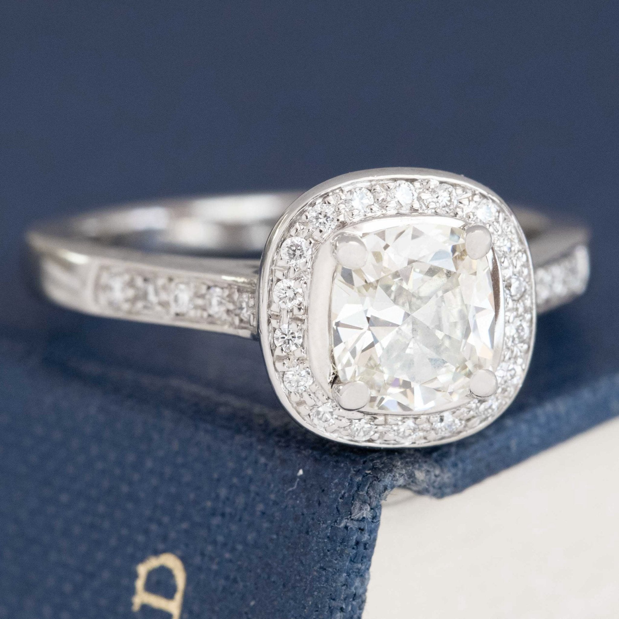 1.22ctw Cushion Cut Diamond Halo Ring