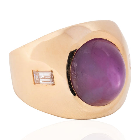 12.36ctw Vintage Star Ruby & Diamond Dome Ring