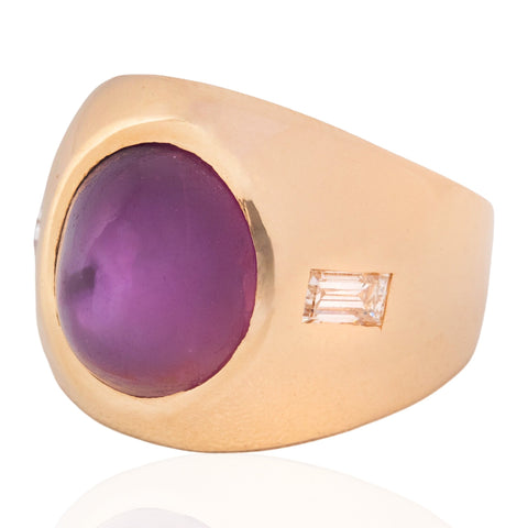 12.36ctw Vintage Star Ruby & Diamond Dome Ring