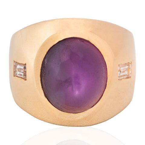 12.36ctw Vintage Star Ruby & Diamond Dome Ring