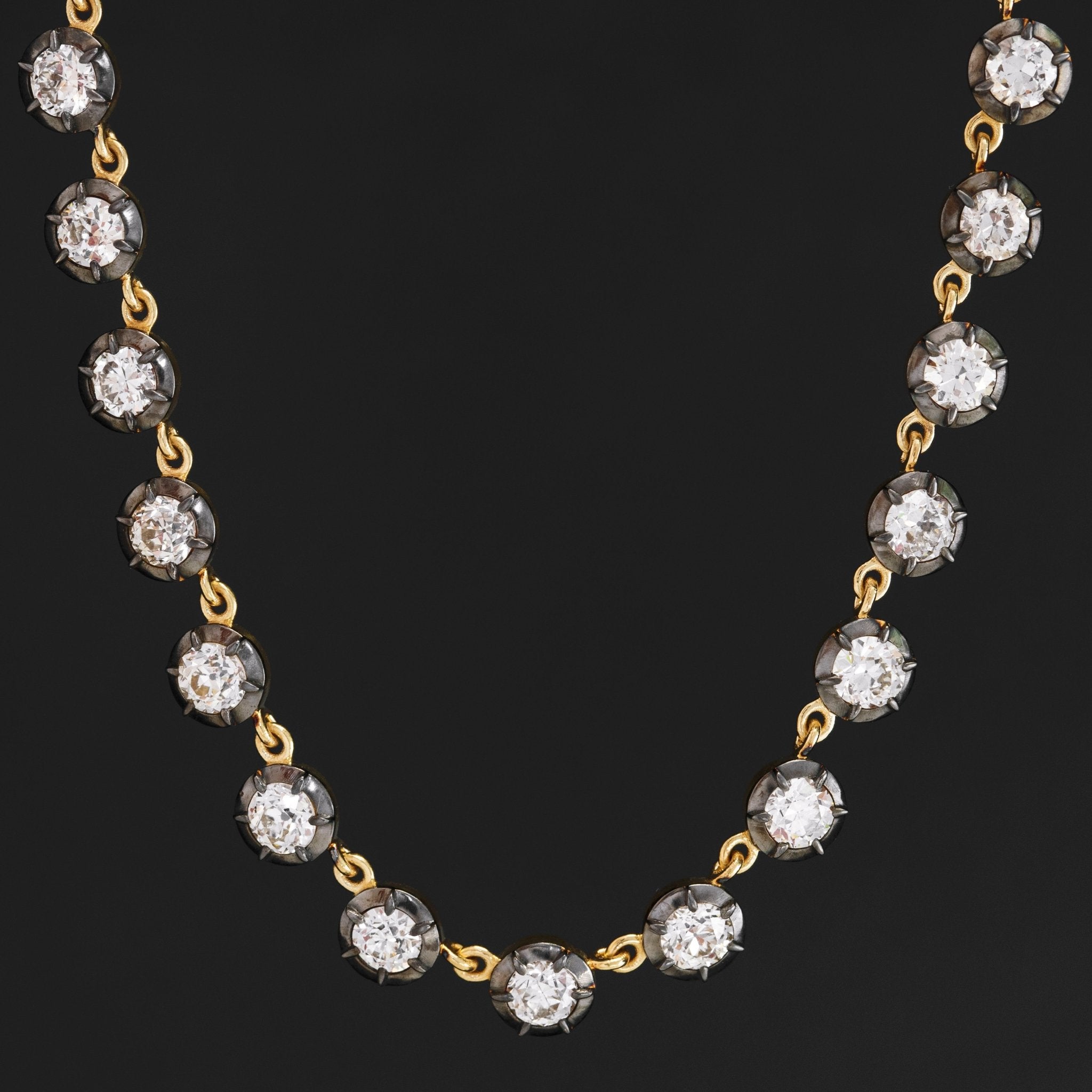 12.38ctw Old European Cut Diamond Collet Tennis Necklace