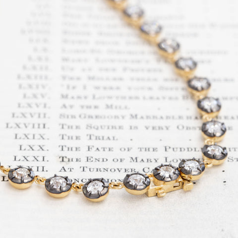 12.38ctw Old European Cut Diamond Collet Tennis Necklace