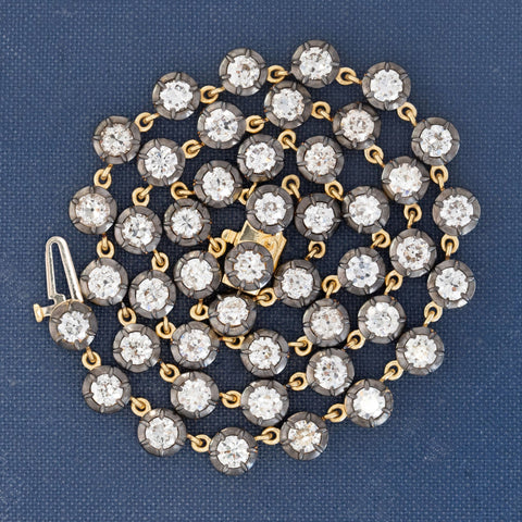 12.38ctw Old European Cut Diamond Collet Tennis Necklace