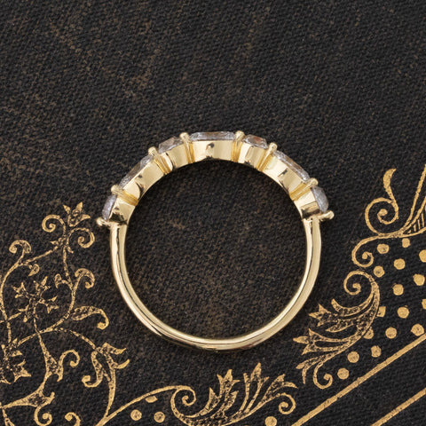 Side view of 1.23ctw Mixed Marquise & Old Mine Cut Diamond Band, vintage-inspired band with Old Mine Cut Diamonds, crafted in yellow gold
