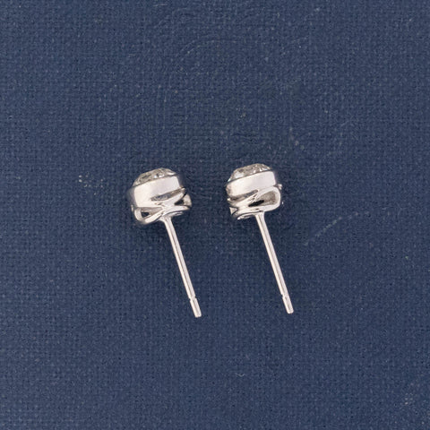1.23ctw Old European Cut Diamond Bezel Stud Earrings