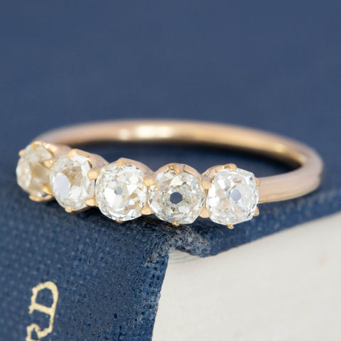 1.23ctw Old Mine Cut Diamond 5-Stone Band