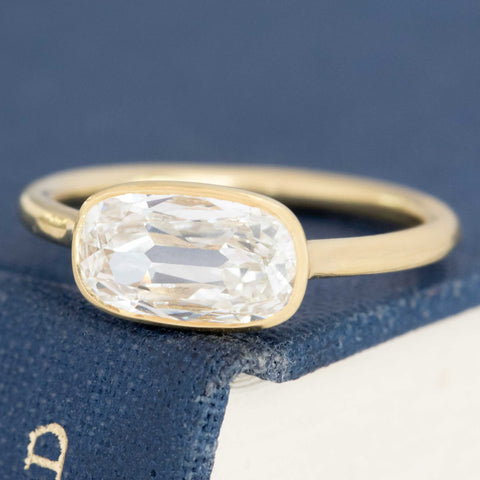 1.24ct Elongated Cushion Cut Diamond Bezel Solitaire, GIA G VS1
