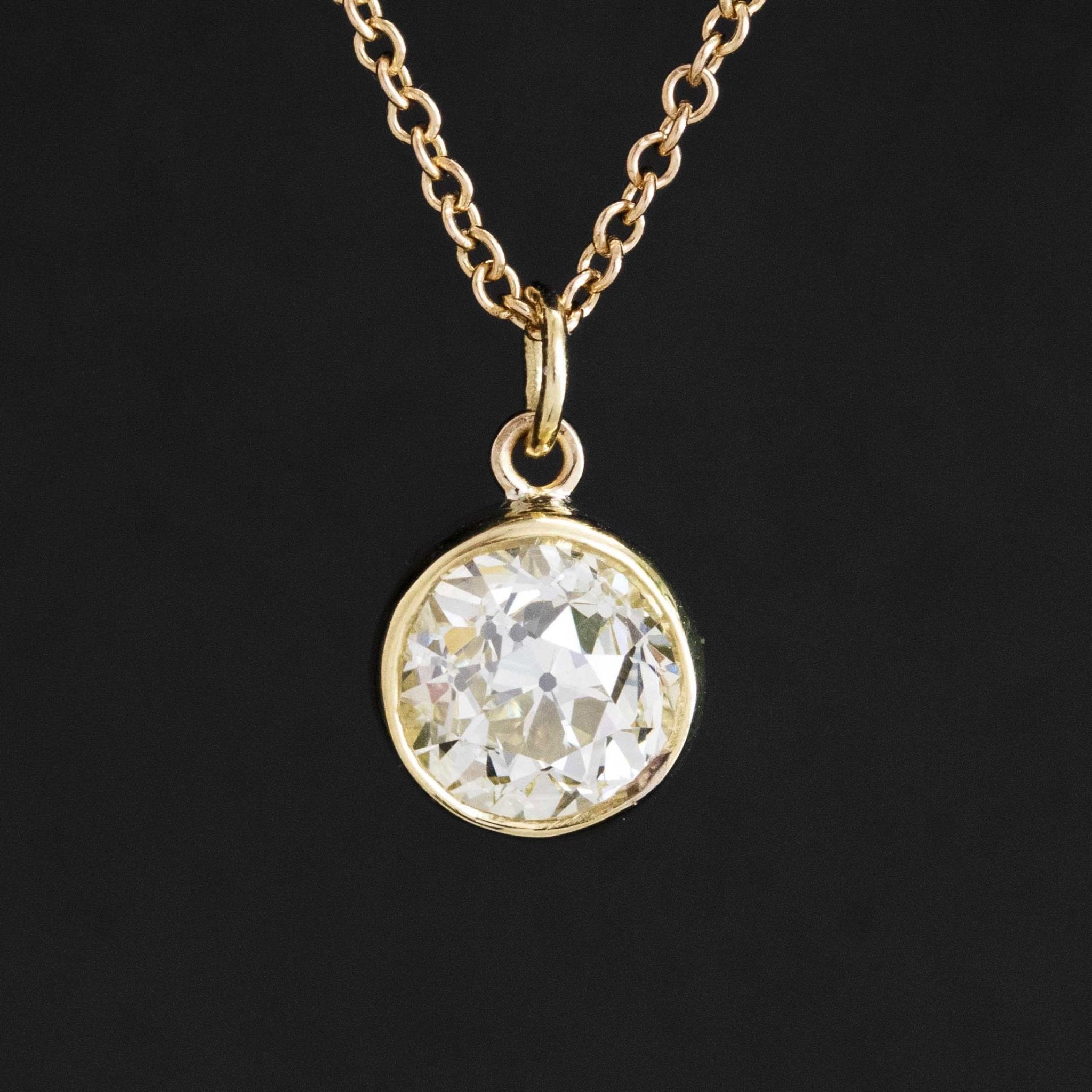 1.24ct Old European Cut Diamond Bezel Pendant