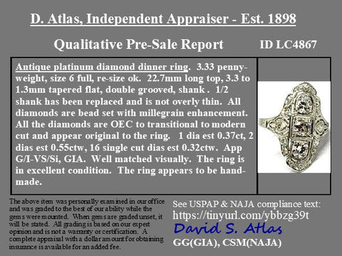 1.24ctw Antique Old European Cut Diamond Dinner Ring