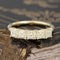 1.24ctw Fancy Yellow Asscher Cut Diamond 5-Stone Band with Antique Diamonds in yellow gold, antique-inspired one-of-a-kind wedding band