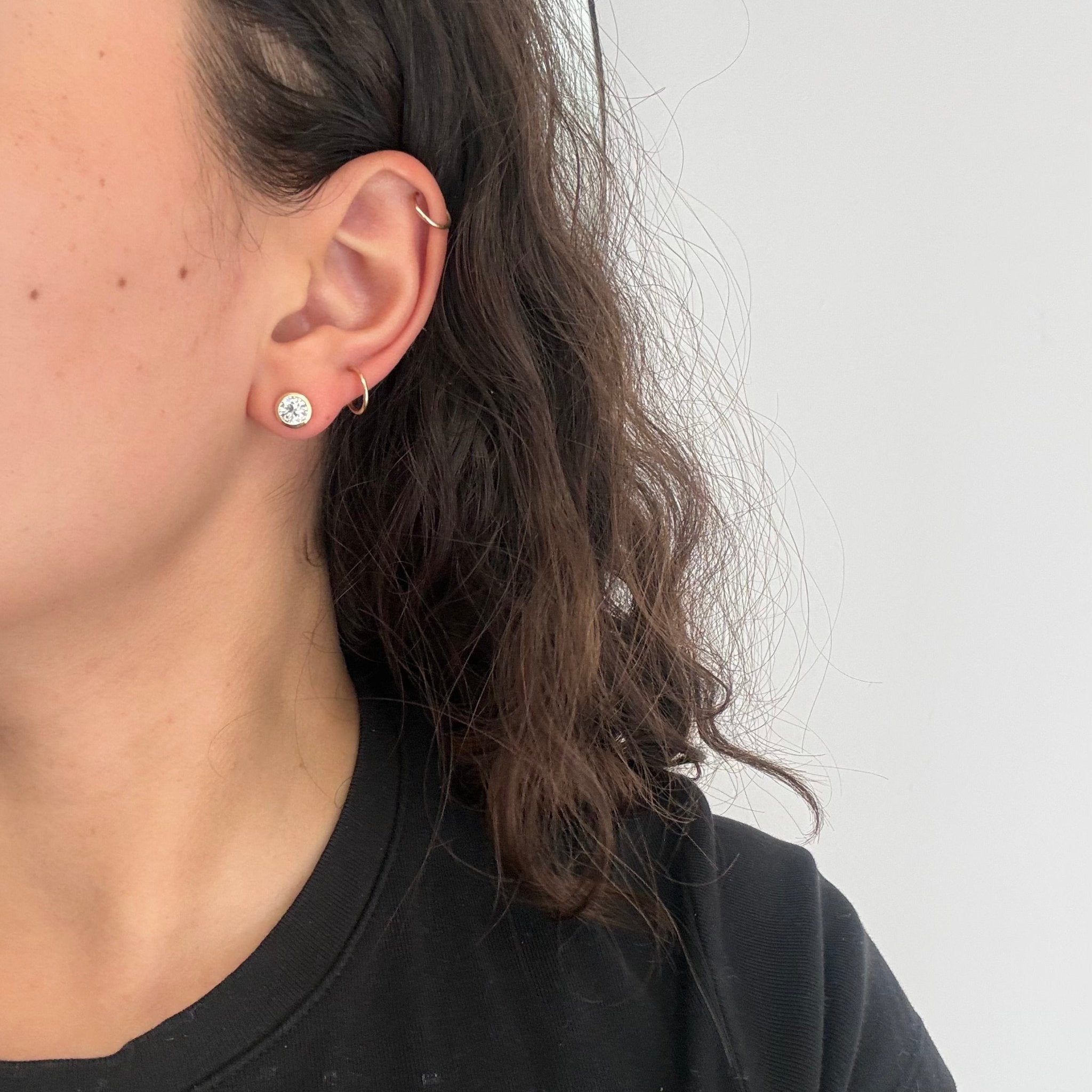 1.24ctw Old European Cut Diamond Bezel Stud Earrings
