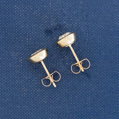 1.24ctw Old European Cut Diamond Bezel Stud Earrings