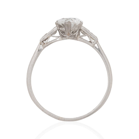 1.25ct Art Deco marquise diamond ring with carre cut shoulders in platinum, GIA – alternate view 6