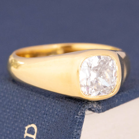 1.25ct Old Mine Cut Diamond Bezel Solitaire, GIA H