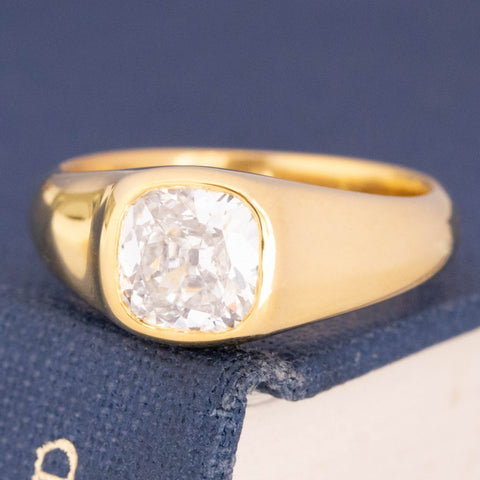 1.25ct Old Mine Cut Diamond Bezel Solitaire, GIA H