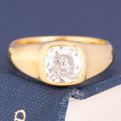 1.25ct Old Mine Cut Diamond Bezel Solitaire, GIA H