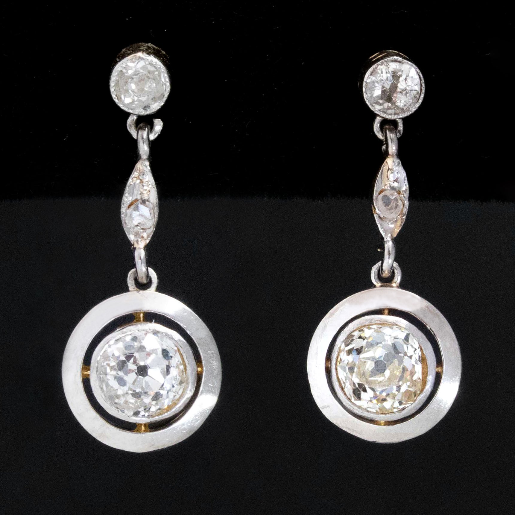 1.25ctw Antique Dormeuse OEC Diamond Earrings