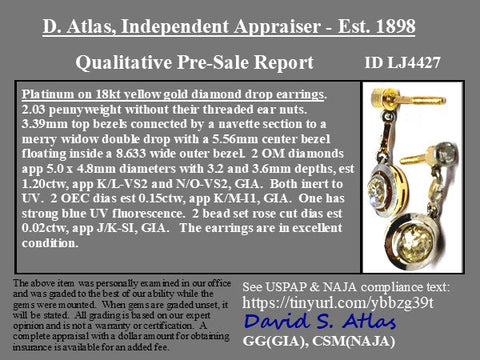 1.25ctw Antique Dormeuse OEC Diamond Earrings