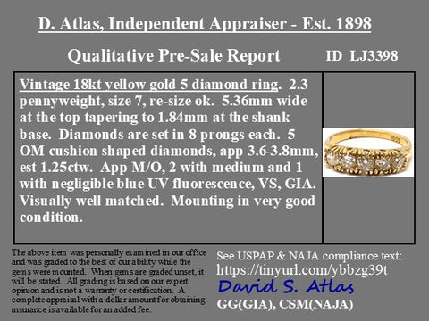 1.25ctw Antique Old Cut Diamond 5-Stone Band