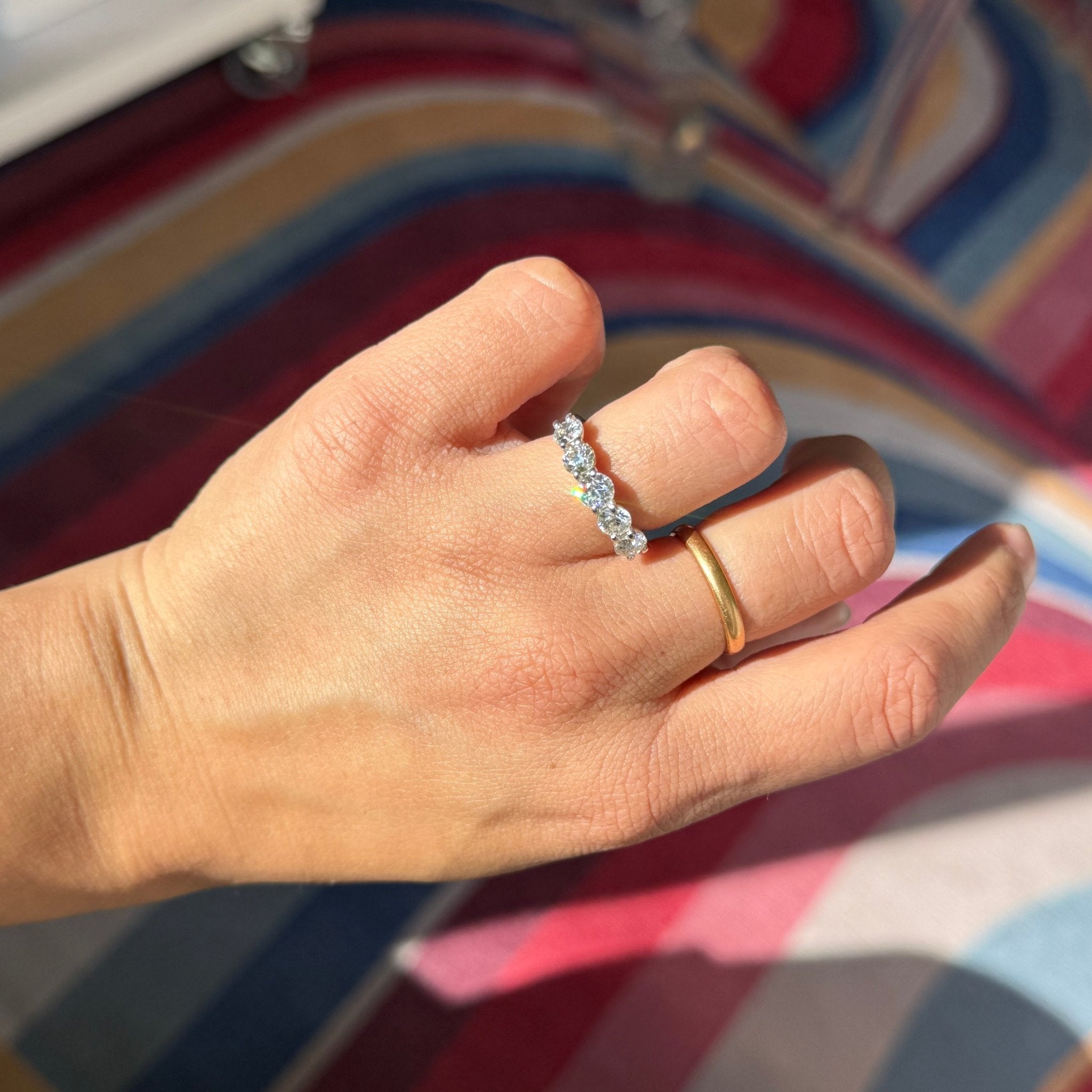 1.25ctw (est) Old European Cut Diamond 5-Stone Band