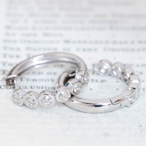 1.25ctw Old European Cut Diamond Bezel Hoop Earrings