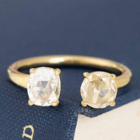 1.25ctw Oval & Round Rose Cut Diamond Toi et Moi