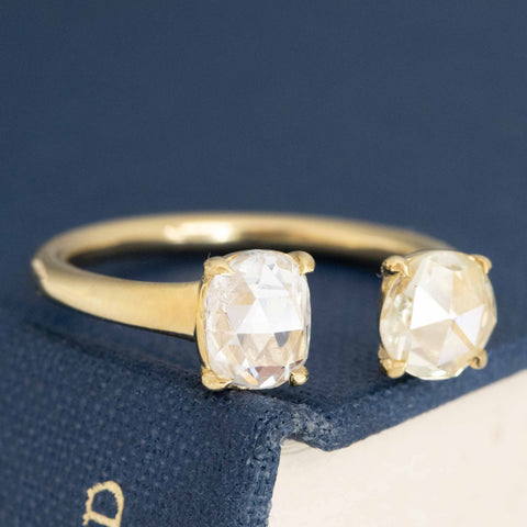 1.25ctw Oval & Round Rose Cut Diamond Toi et Moi
