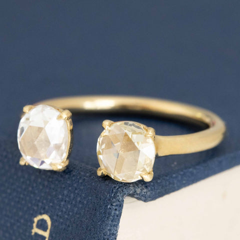 1.25ctw Oval & Round Rose Cut Diamond Toi et Moi