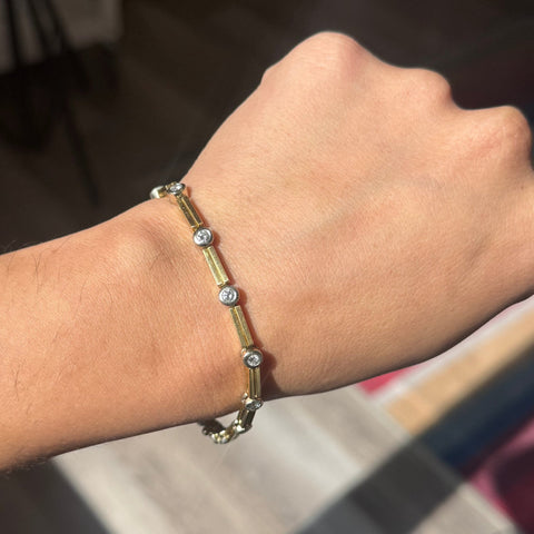 1.25ctw Vintage Diamond Bar Link Bracelet, Italian