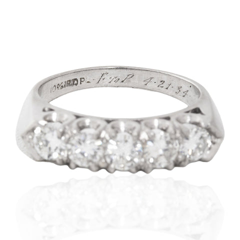 1.25ctw Vintage Round Brilliant Diamond 5-Stone Band