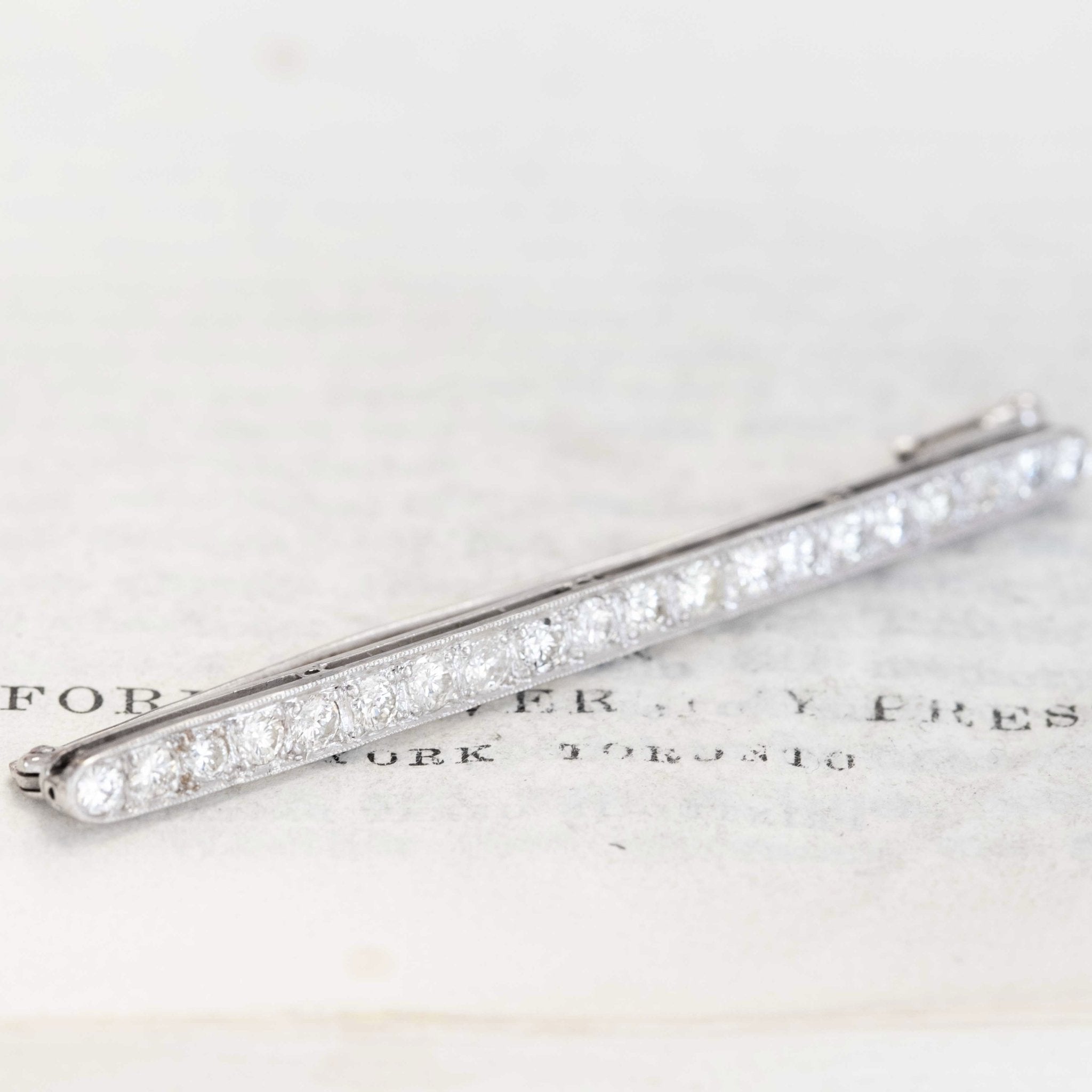 1.25ctw Vintage Round Cut Diamond Bar Brooch