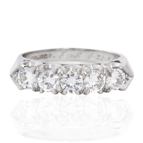 1.25ctw Vintage Round Brilliant Diamond 5-Stone Band