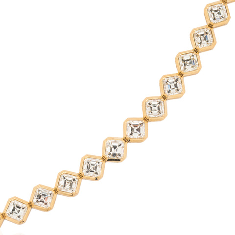 12.68ctw Asscher Cut Diamond Bezel Tennis Bracelet