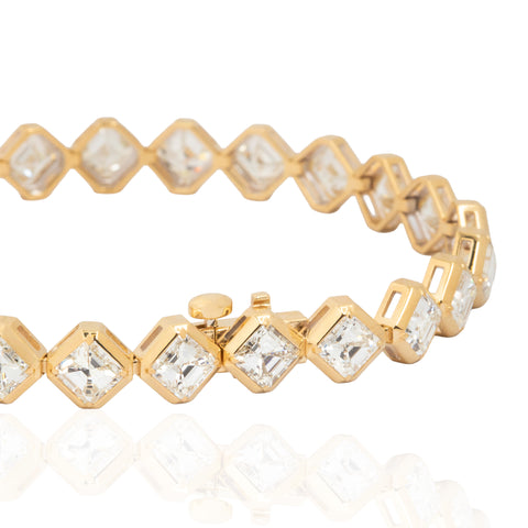 12.68ctw Asscher Cut Diamond Bezel Tennis Bracelet