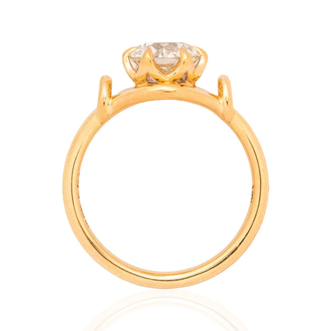 1.26ct Old European Cut Diamond Scroll Solitaire, GIA