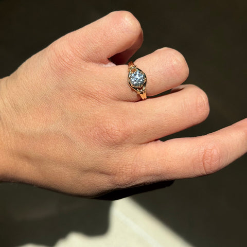 1.26ct Old European Cut Diamond Scroll Solitaire, GIA