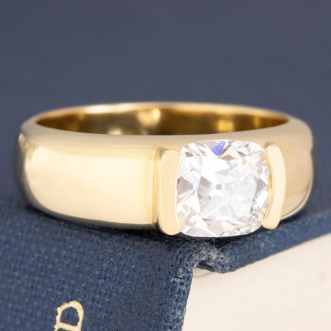 1.26ct Old Mine Cut Diamond Half Bezel Solitaire