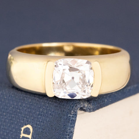 1.26ct Old Mine Cut Diamond Half Bezel Solitaire
