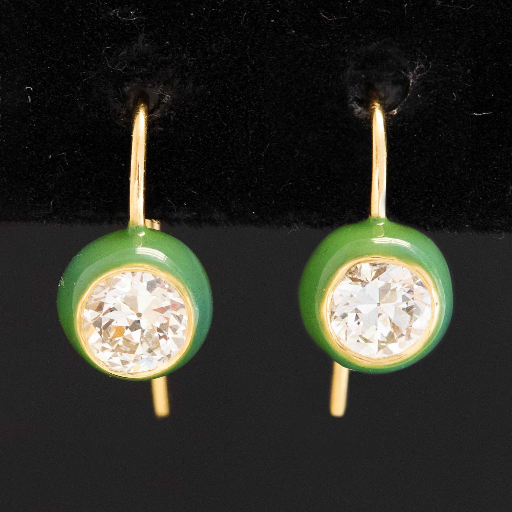 1.26ctw Old European Cut Diamond "Dot" Earrings