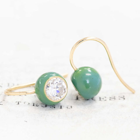 1.26ctw Old European Cut Diamond "Dot" Earrings