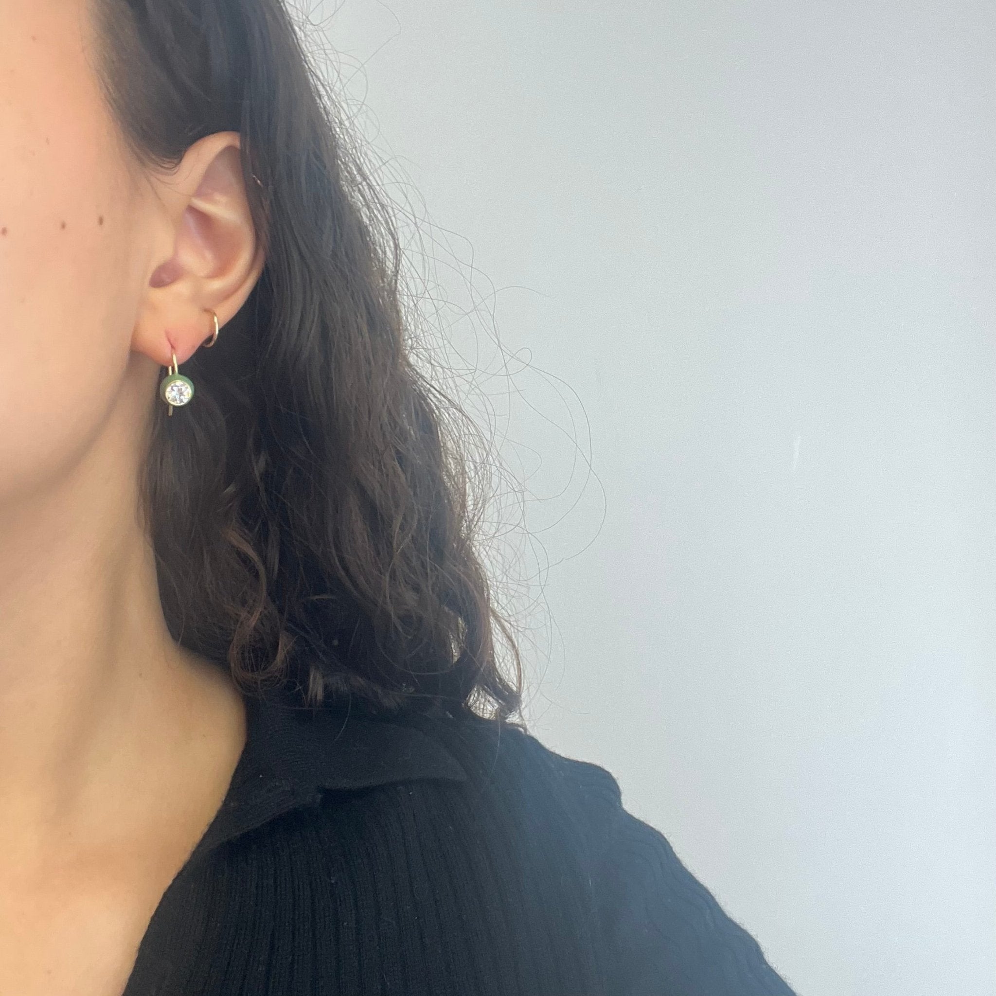 1.26ctw Old European Cut Diamond "Dot" Earrings