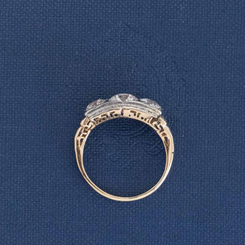 1.26ctw Vintage Old European Cut Diamond Trilogy Ring
