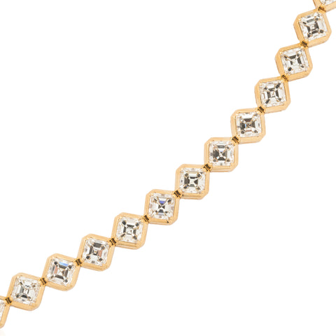 12.72ctw Asscher Cut Diamond Bezel Tennis Bracelet