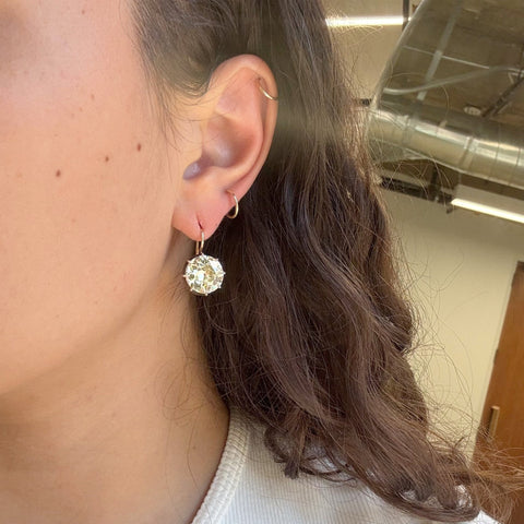 12.74ctw Old European Cut Diamond Collet Dormeuse Earrings, GIA