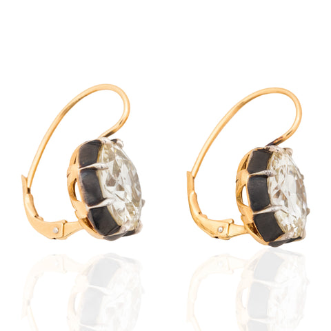 12.74ctw Old European Cut Diamond Collet Dormeuse Earrings, GIA