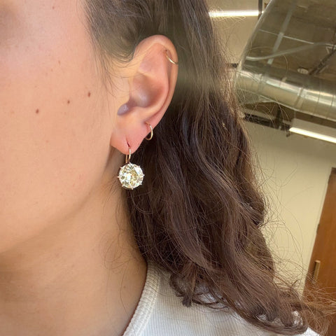 12.74ctw Old European Cut Diamond Collet Dormeuse Earrings, GIA