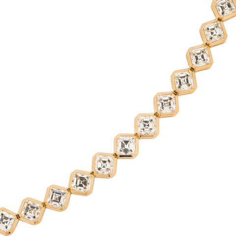 12.76ctw Asscher Cut Diamond Bezel Tennis Bracelet